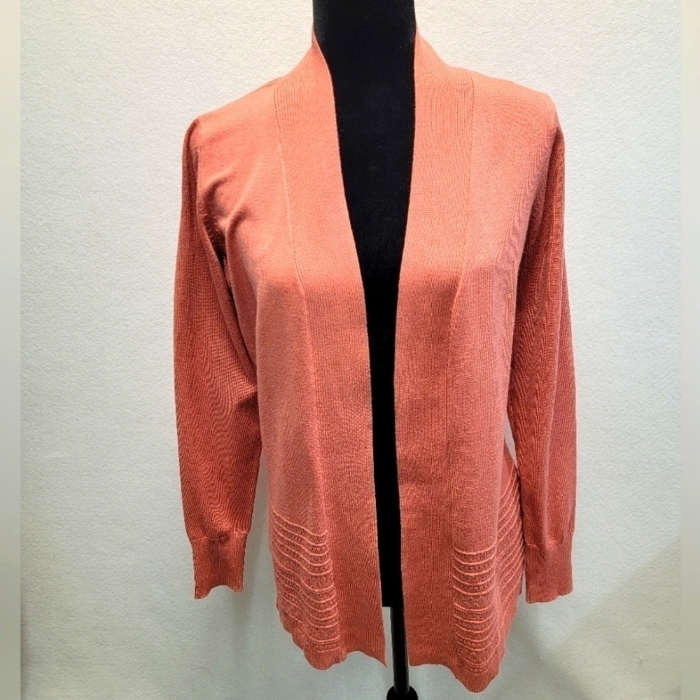 LETY & ME GABBY POINTELLE Women's Size Small Long Sleeve Open Front Cardigan